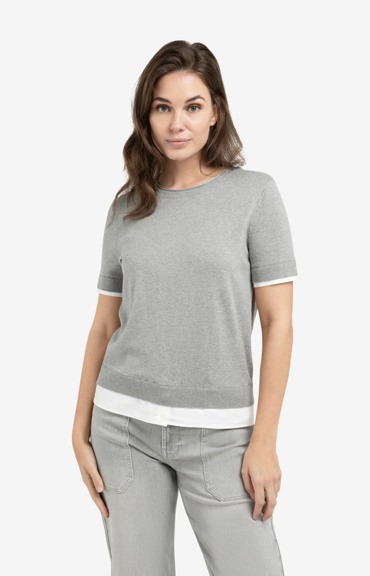 YAYA Grey Short Sleeve Knitted Top