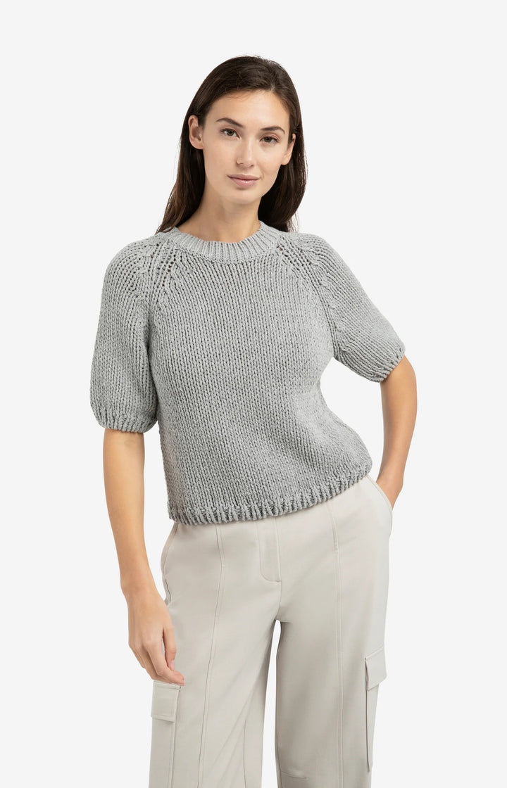 YAYA Grey Short Sleeve Chunky Knit Sweater