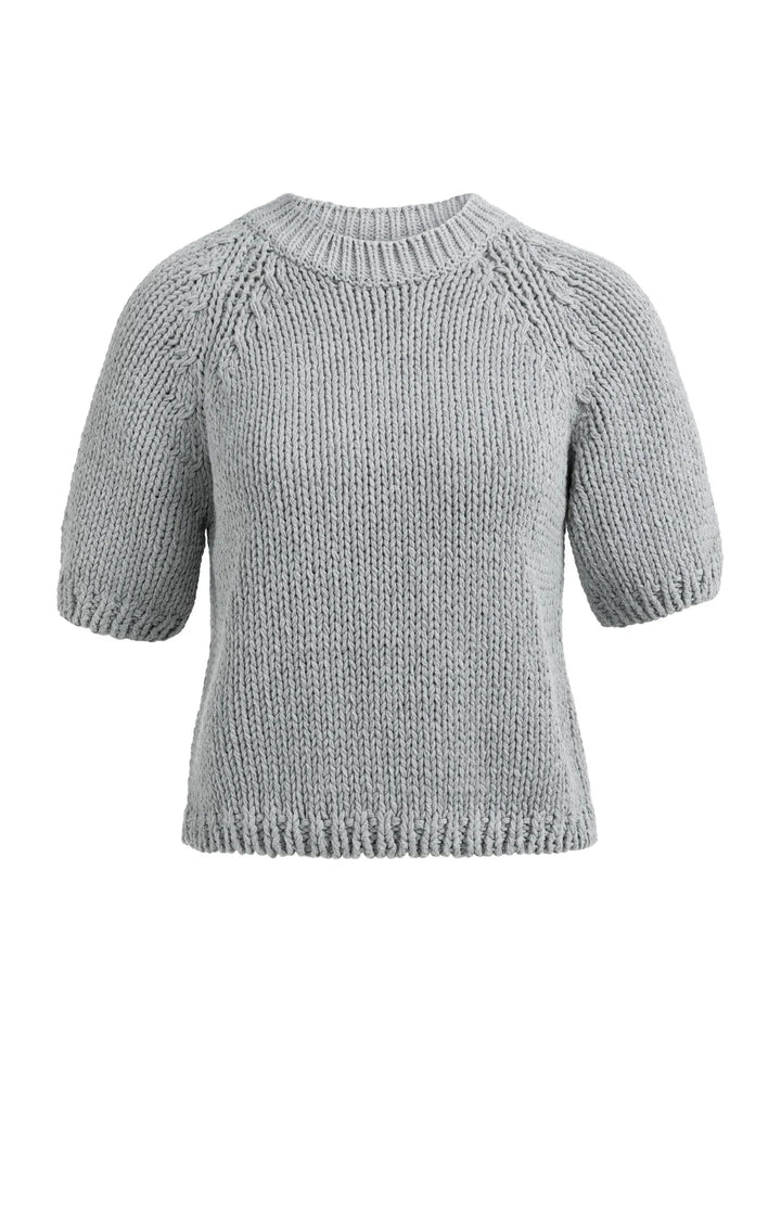 YAYA Grey Short Sleeve Chunky Knit Sweater