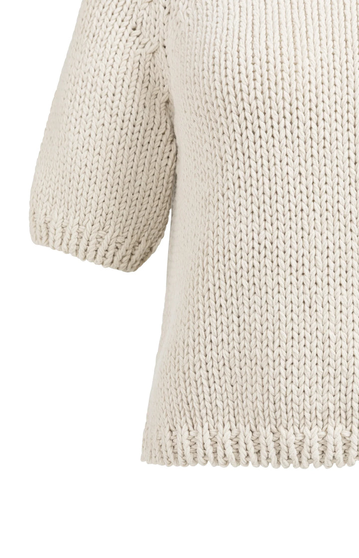 YAYA Beige Short Sleeve Chunky Knit Sweater