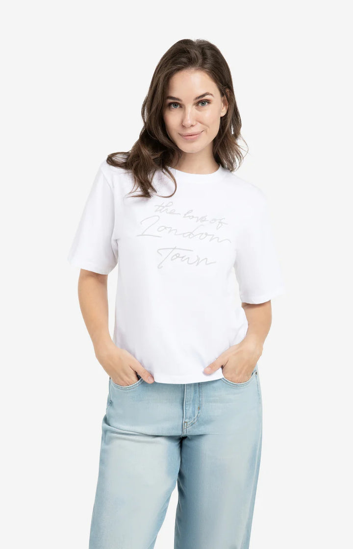 YAYA Blue Soft Flock Print Top