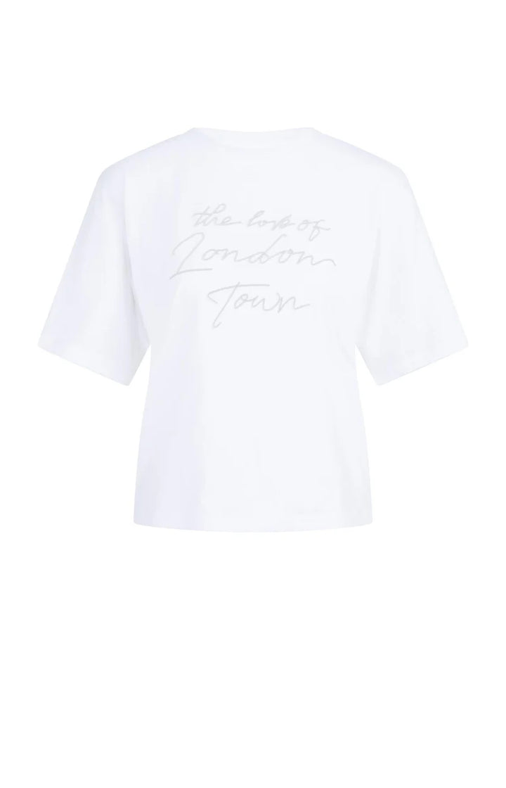 YAYA Blue Soft Flock Print Top