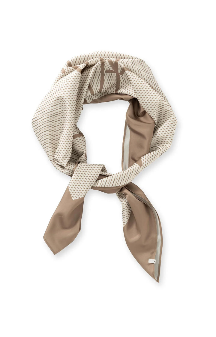 YAYA Tan Brown Woven Square Scarf