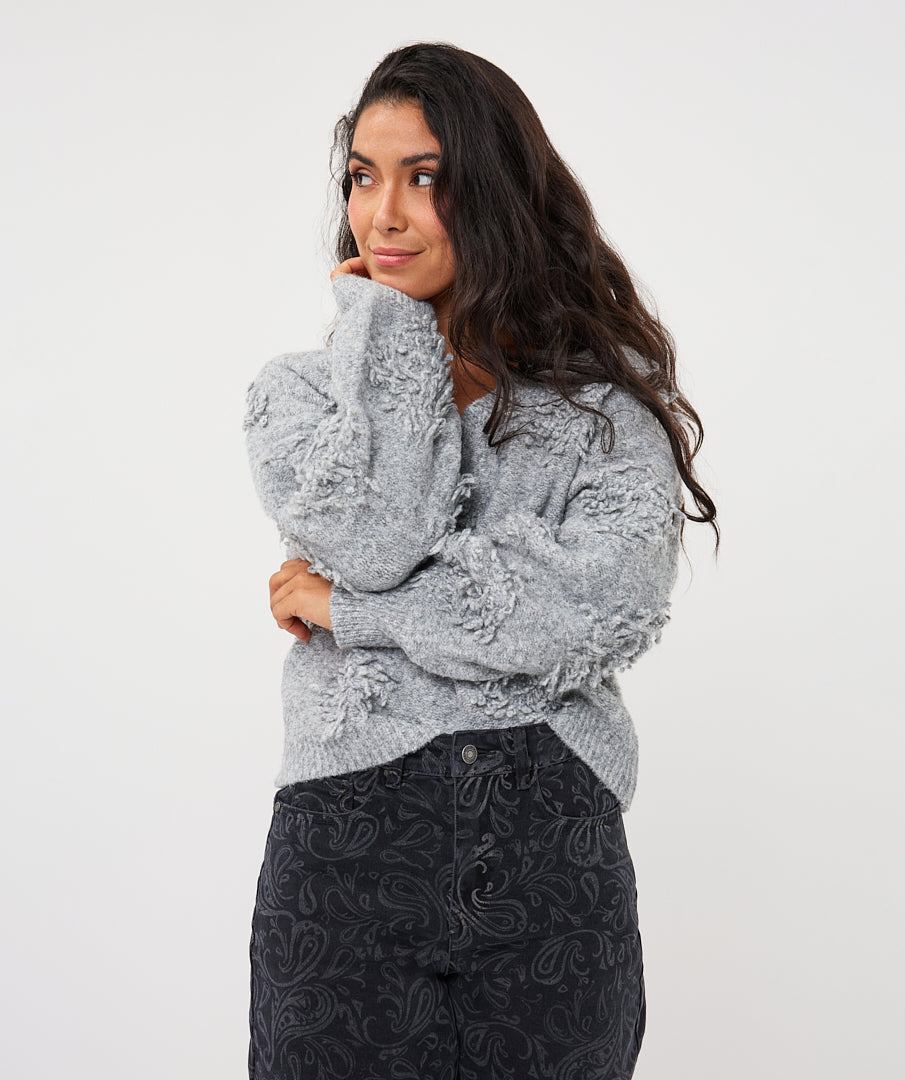 EsQualo 3D Fringes Jumper, Grey