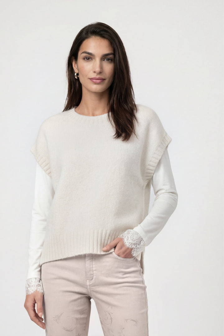 Monari Knitted Pullover with Lurex, Beige