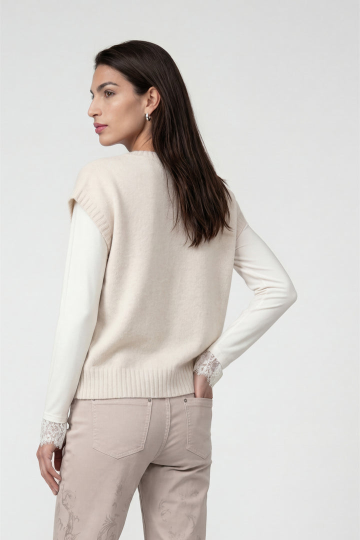 Monari Knitted Pullover with Lurex, Beige