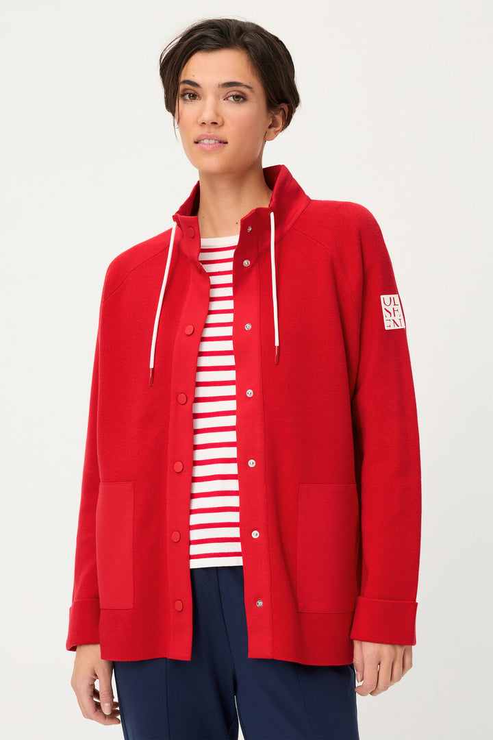 Olsen French Red Long Sleeve Cardigan