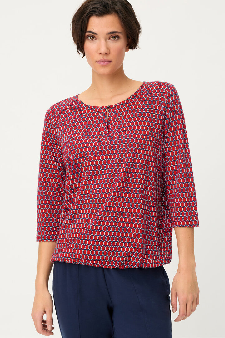 Olsen French Red Long Sleeve Top
