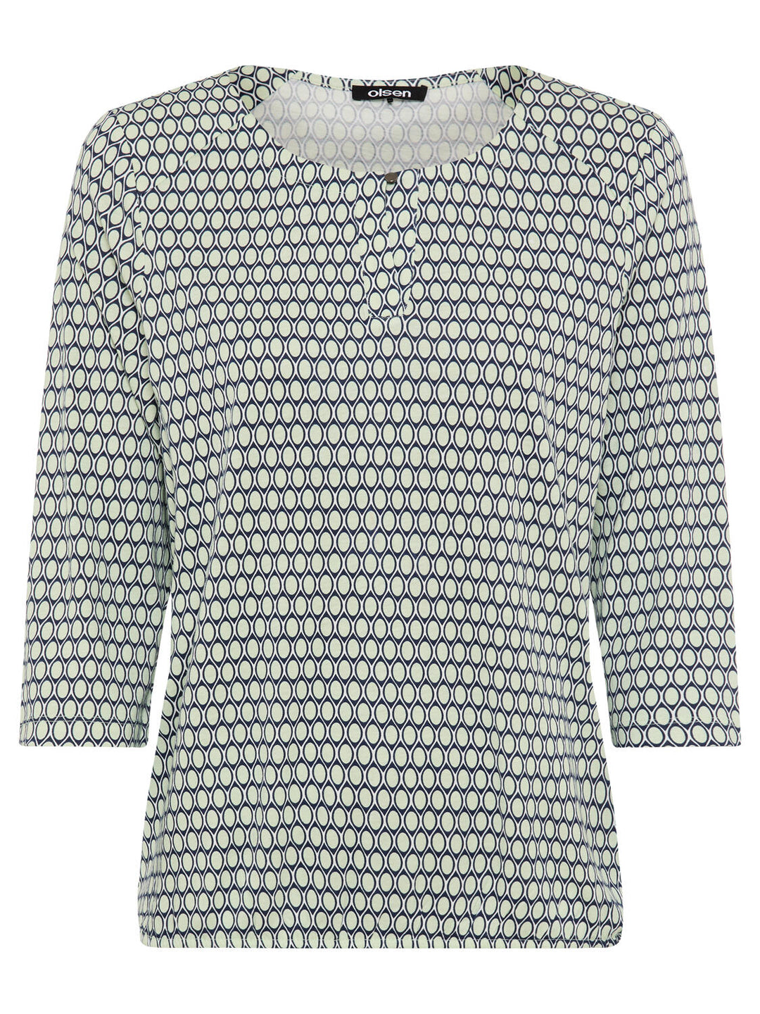 Olsen Soft Mint Geometric Long Sleeve T-Shirt