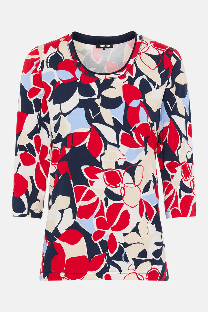 Olsen French Red Long Sleeve Top