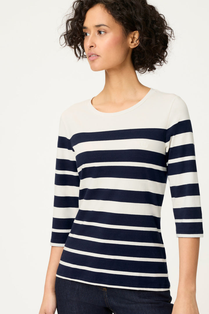 Olsen Ink Blue Striped Long Sleeve Top