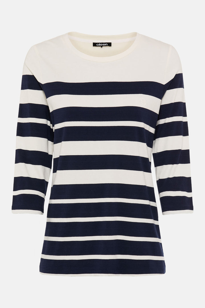 Olsen Ink Blue Striped Long Sleeve Top