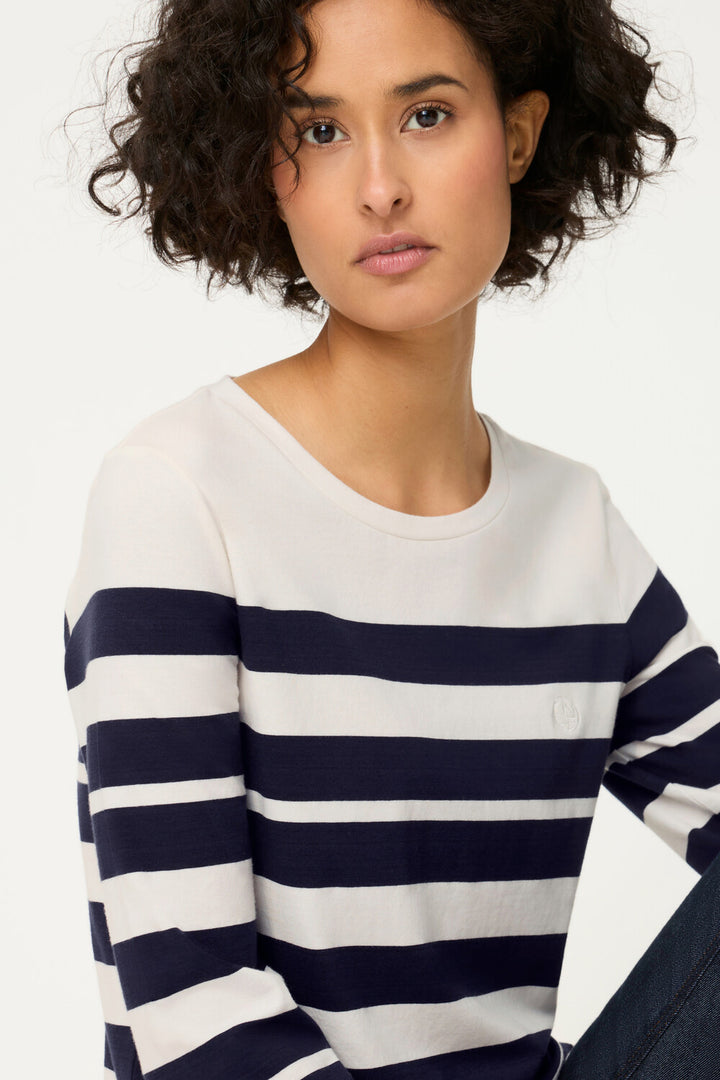 Olsen Ink Blue Striped Long Sleeve Top