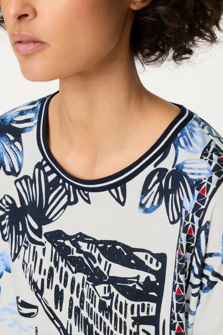 Olsen Ink Blue Short Sleeve Top