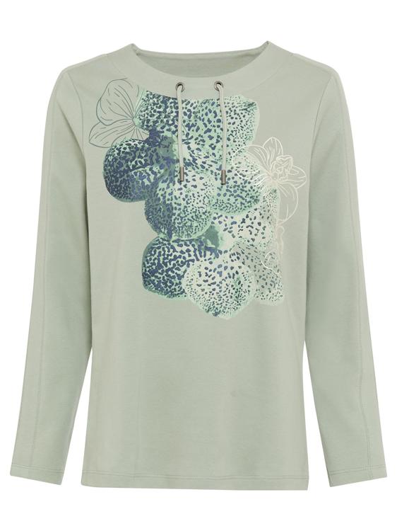 Olsen Salvia Green Floral Long Sleeve Sweatshirt