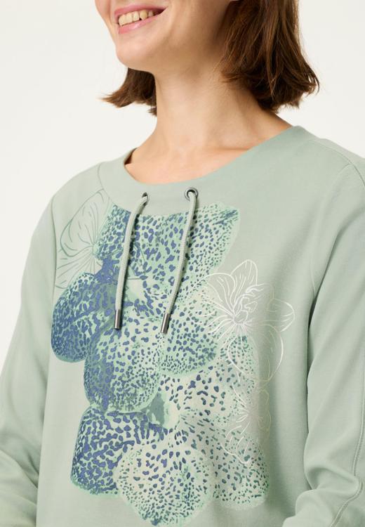 Olsen Salvia Green Floral Long Sleeve Sweatshirt