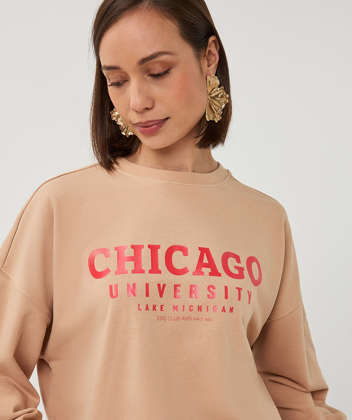 EsQualo Sand 'Chicago' Printed Sweater