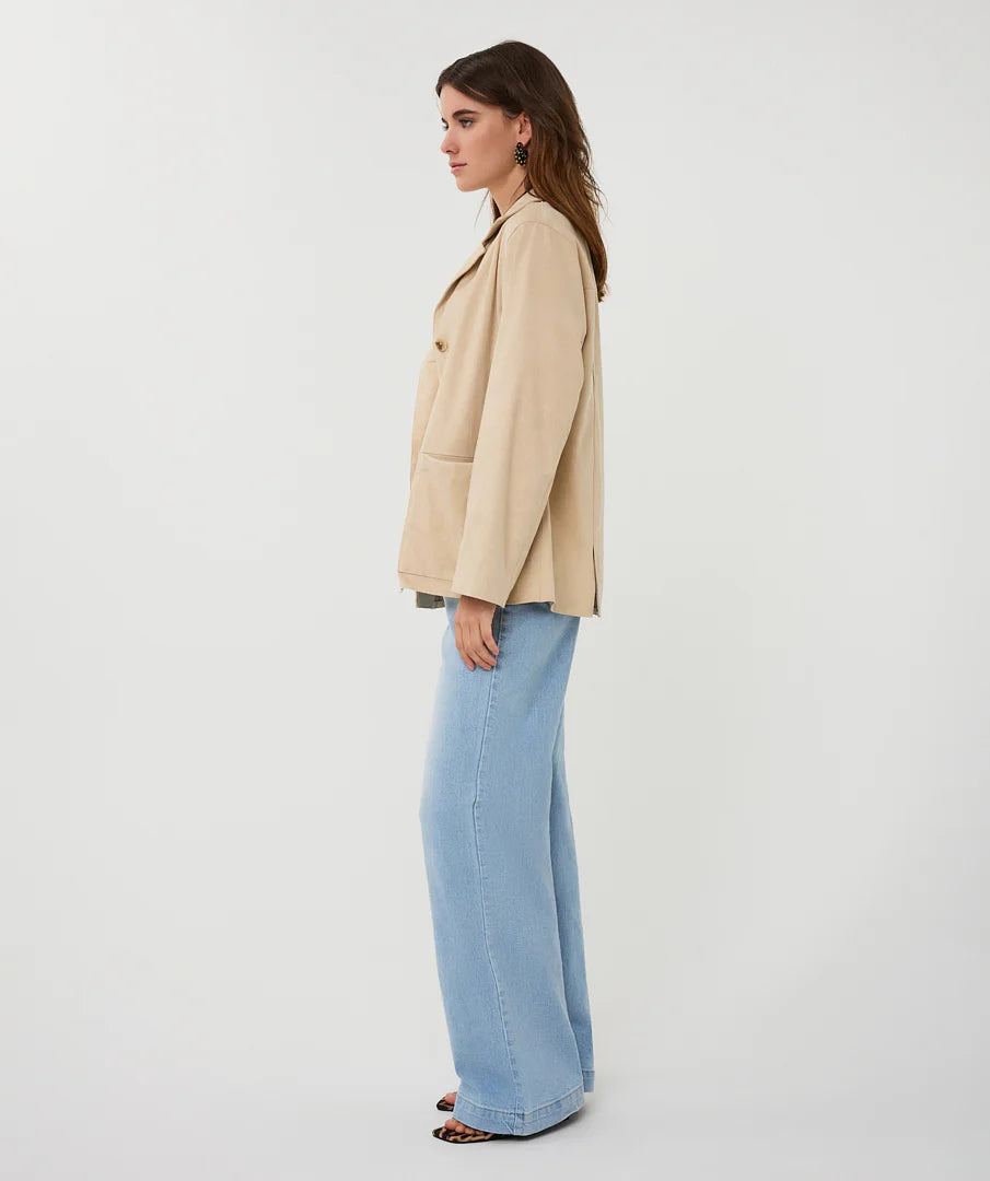 EsQualo Light Sand Suedine Blazer