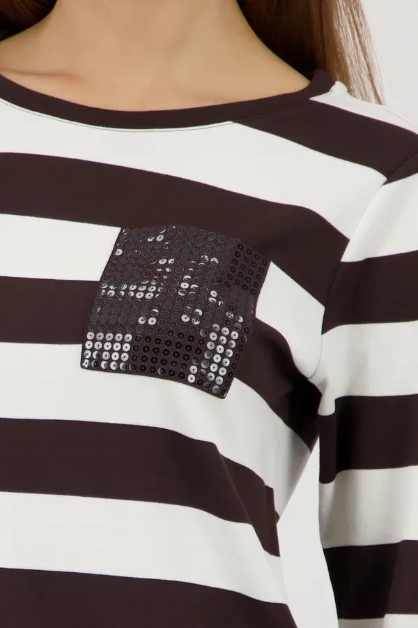 Monari Brown Sriped Sweatshirt