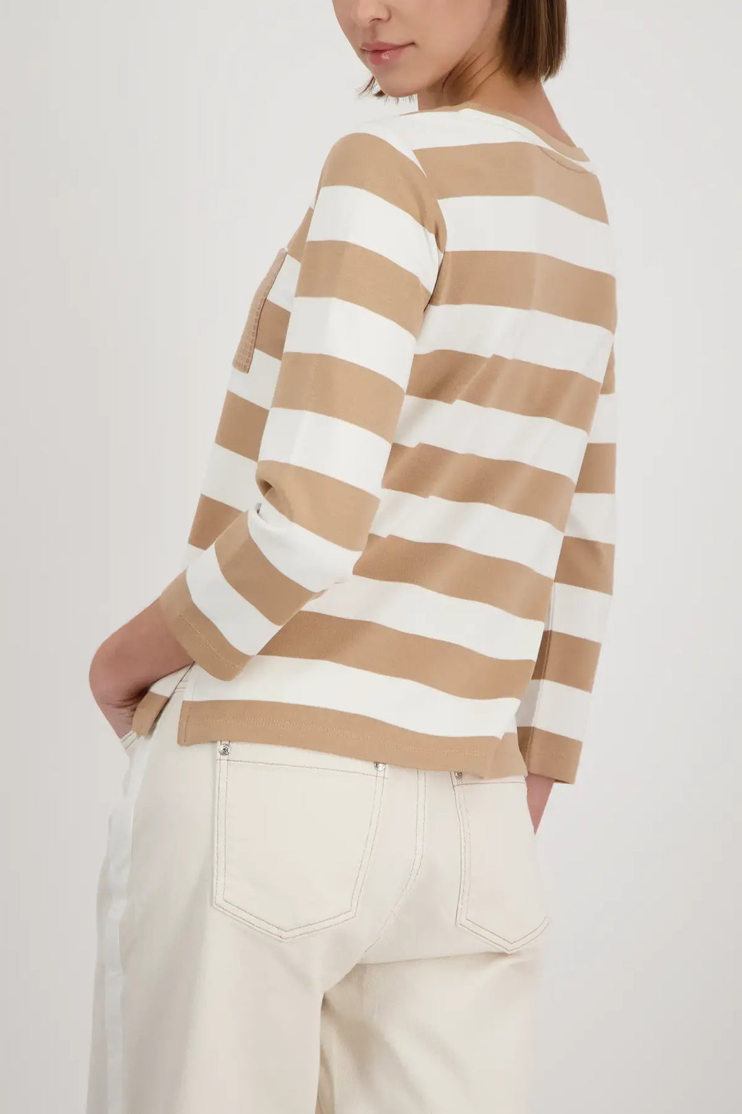 Monari Beige Sriped Sweatshirt