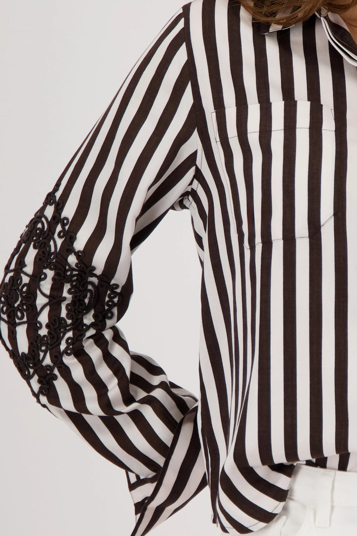 Monari Brown Striped Blouse
