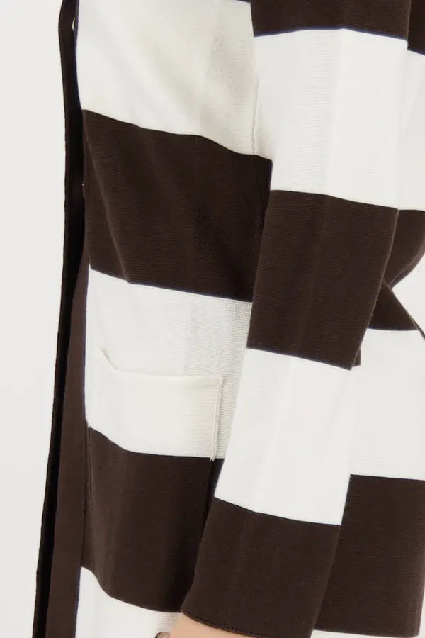 Monari Brown Block Striped Cardigan