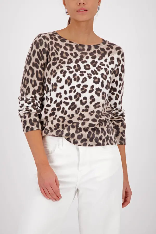 Monari Brown Leopard Print Knitted Sweater