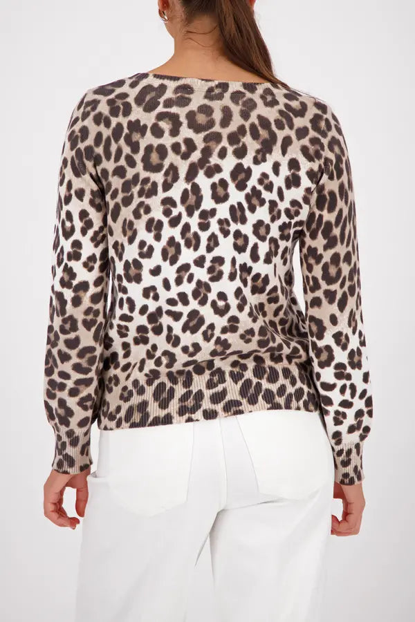 Monari Brown Leopard Print Knitted Sweater
