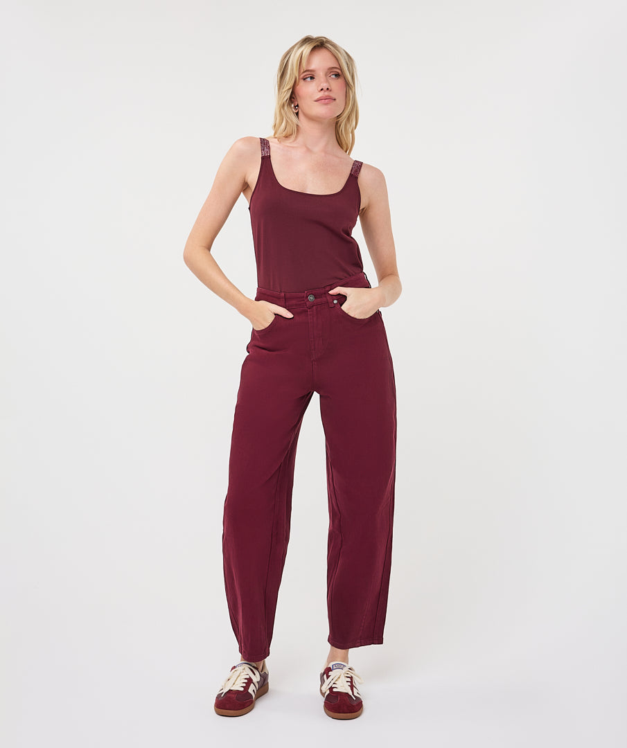 EsQualo Barrel Denim Jeans, Merlot