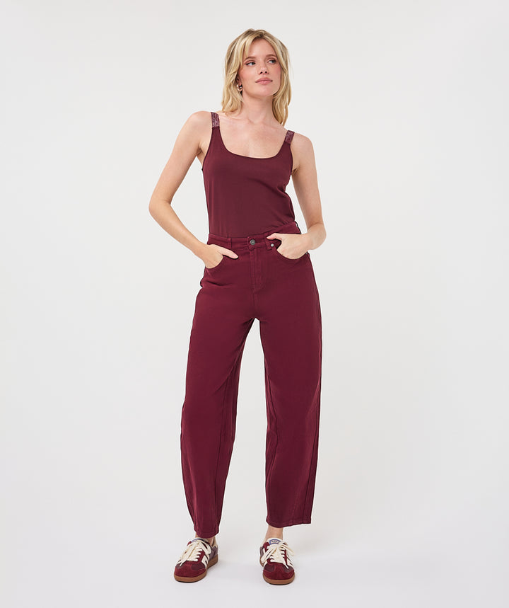 EsQualo Barrel Denim Jeans, Merlot