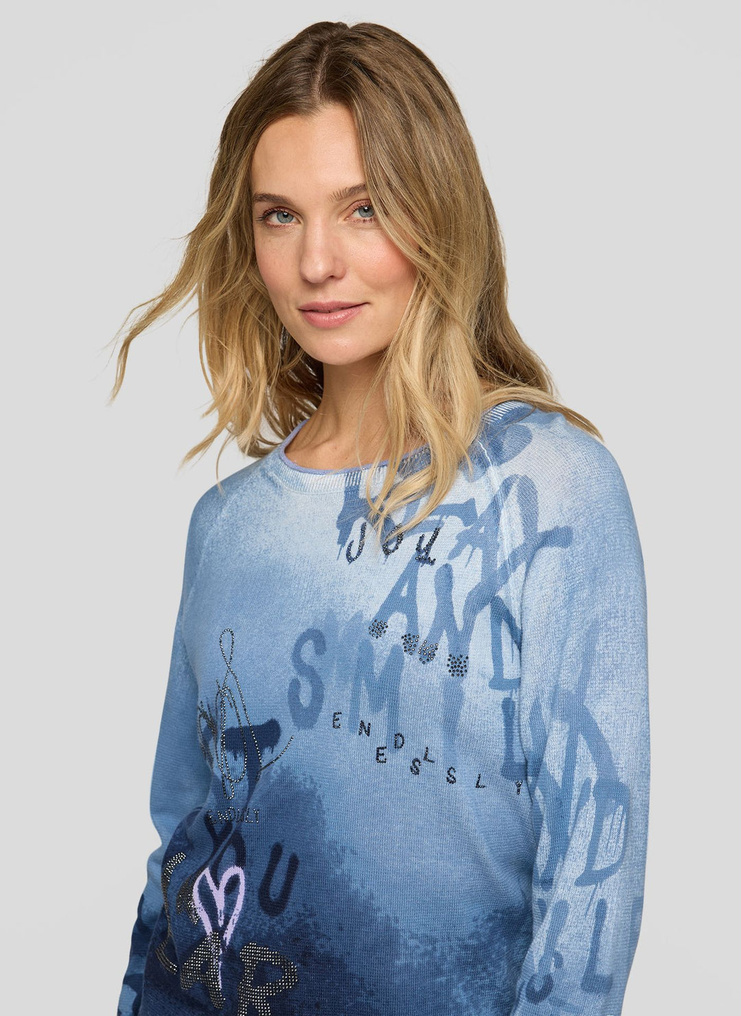 Rabe Navy Lettering Print Sweater