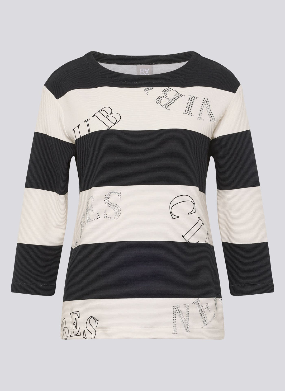 Rabe Beige Striped Round Neck Sweater