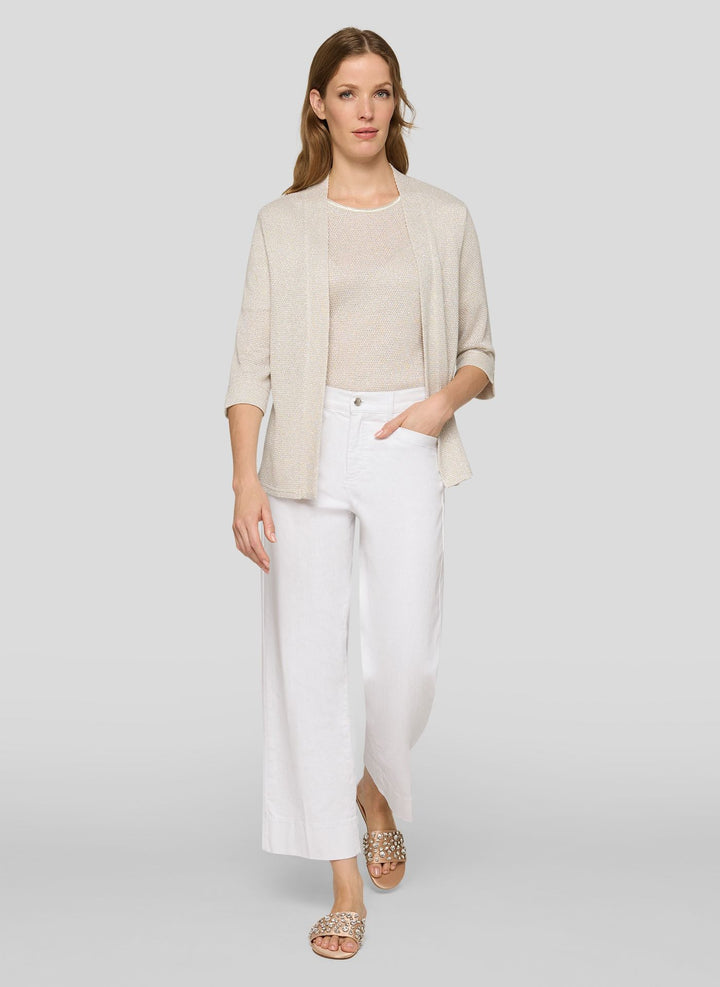 Rabe Beige Open Textured 3/4 Sleeve Jacket