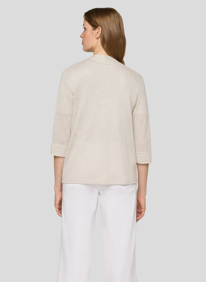 Rabe Beige Open Textured 3/4 Sleeve Jacket