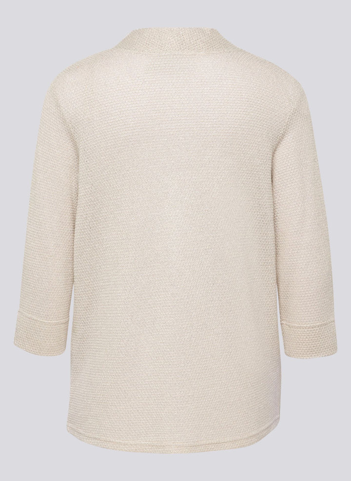 Rabe Beige Open Textured 3/4 Sleeve Jacket