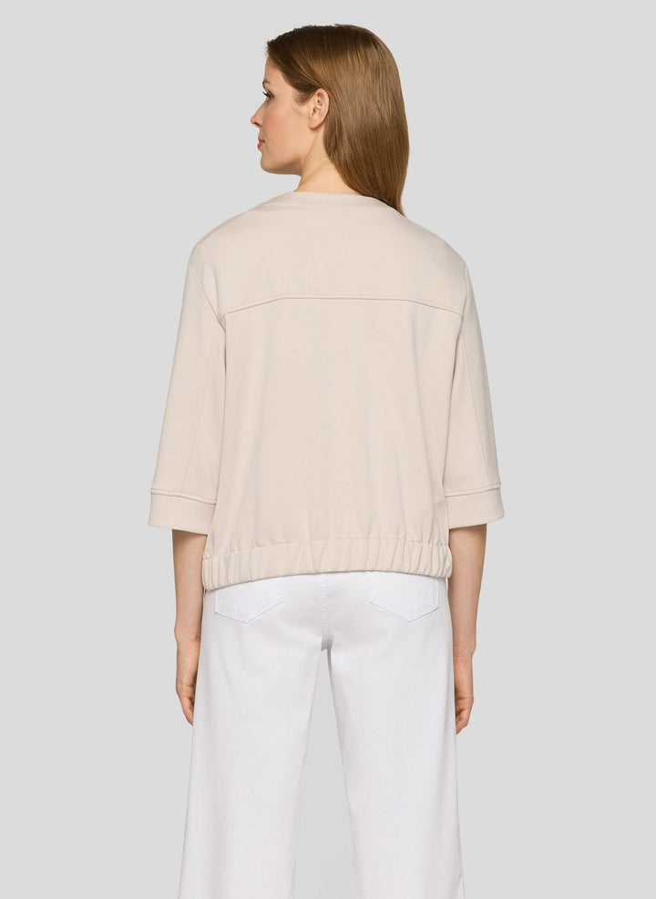 Rabe Beige Zipped 3/4 Sleeve Sweat Jacket