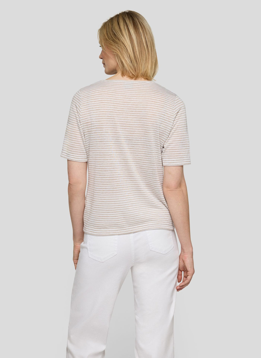 Rabe Beige Striped Rhinestone Top
