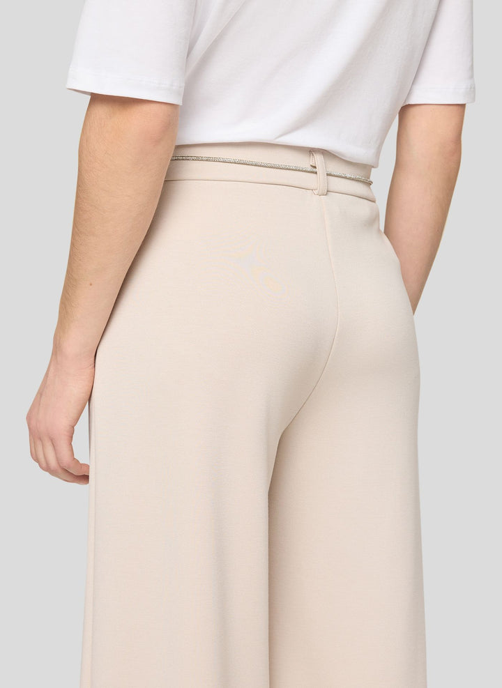 Rabe Beige Wide Leg Trousers with Rhinestone Tie