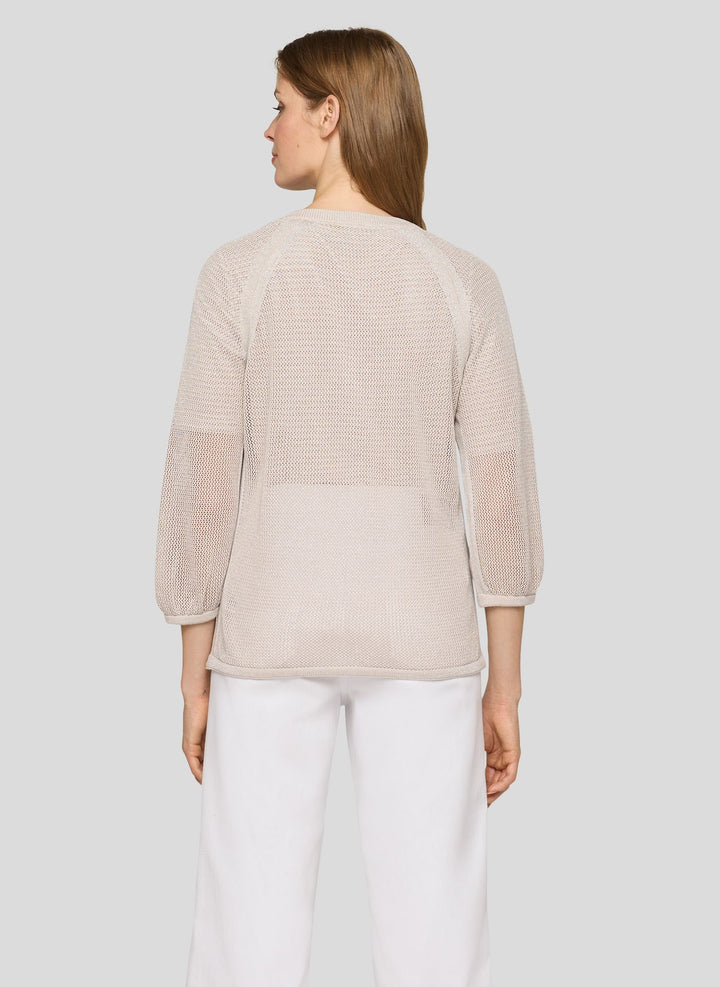 Rabe Beige Textured Knit Zip Cardigan
