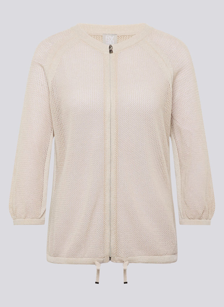 Rabe Beige Textured Knit Zip Cardigan