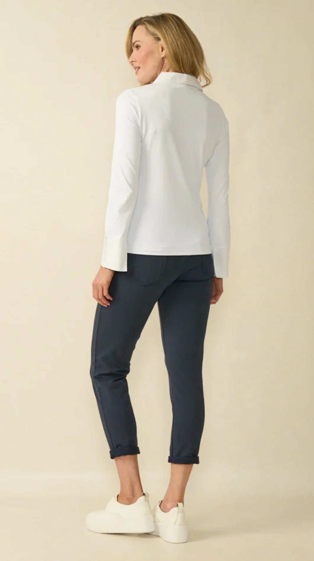 Decollage White Stretch Collar & Cuff Shirt