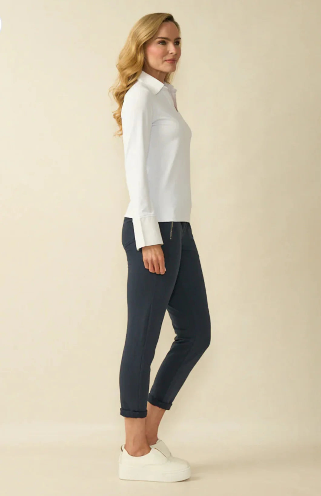 Decollage White Stretch Collar & Cuff Shirt