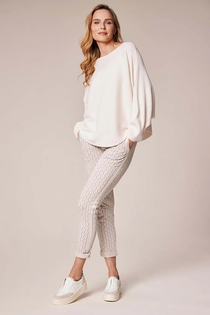 Decollage Beige Ribbed Batwing Sweater