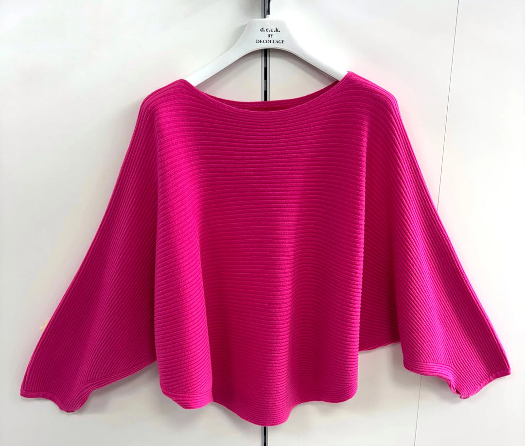 Decollage Fuchsia Ribbed Batwing Sweater