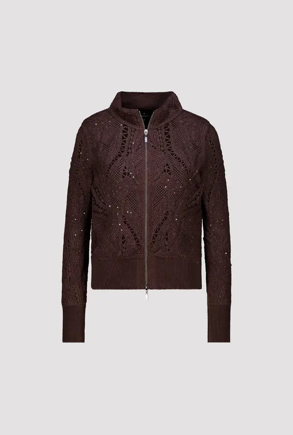 Monari Cardigan with Cornelly Pattern, Black Coffee