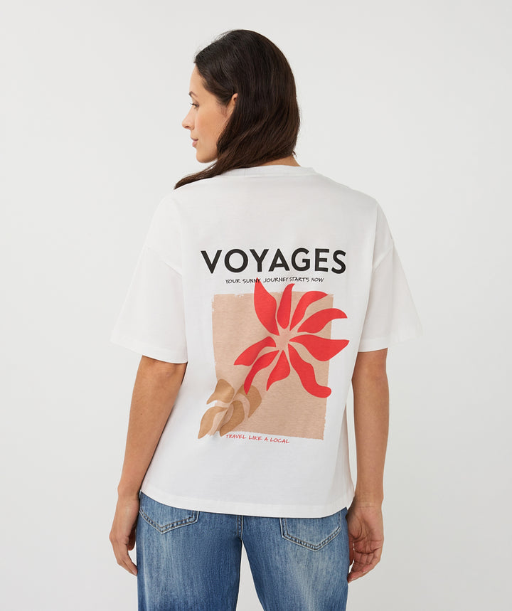 Esqualo Off White 'Club Voyages' Printed Top