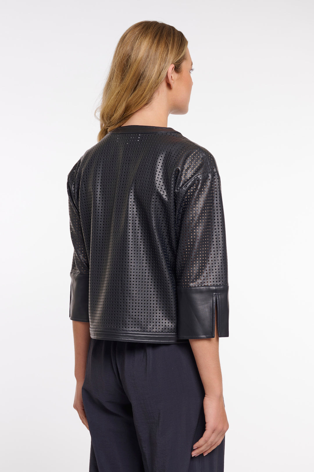 Rino & Pelle Abou Navy Perforated 3/4 Sleeve Jacket