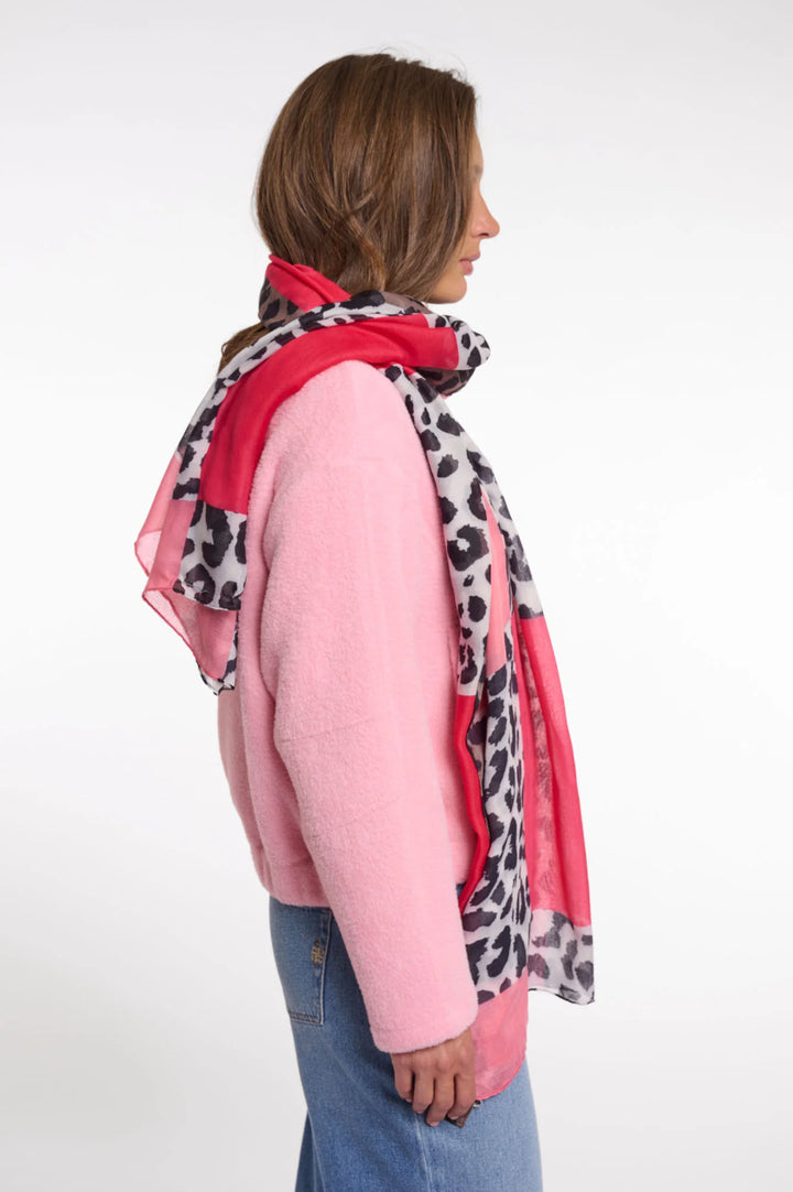 Rino & Pelle Avra Leopard Print Colour Block Scarf