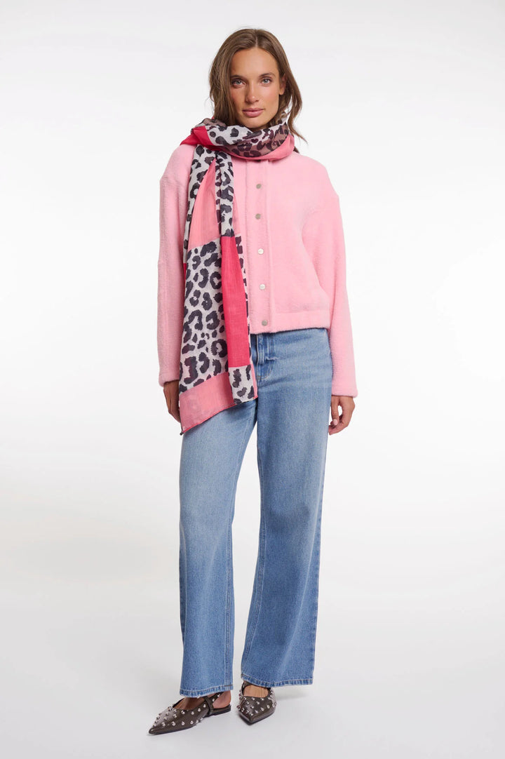 Rino & Pelle Avra Leopard Print Colour Block Scarf