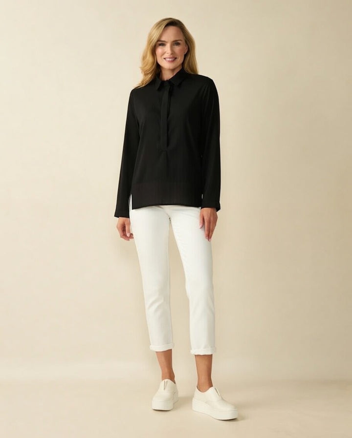 Decollage Black Classic Cotton Dipped Hem Shirt